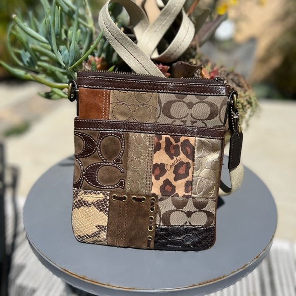 Coach Handbags - 𝅺authentic Coach Patchwork Animal Print Messenger CrossBody Swing Pack Bag